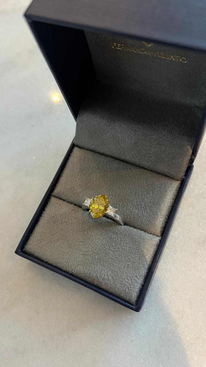 Anel Diamante Amarelo Certificado